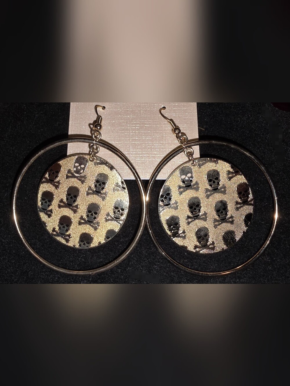 Skull Print Drop Earrings - Picture 3 of 3